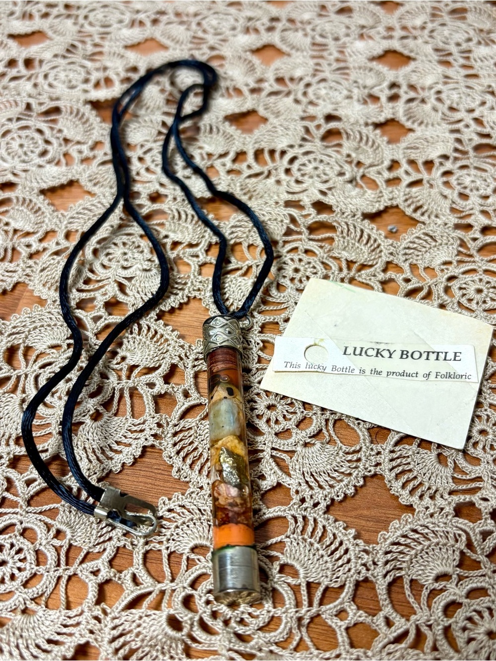 Vintage 90s Peruvian Lucky Bottle Necklace Pendant